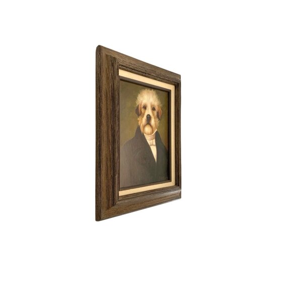 Dog Portrait Terroir in Suit Painting Canine Art Oil on Canvas Signed and Framed - Picture 3 of 7